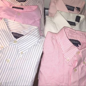 6 Lands End Oxford Dress Shirts 16x33